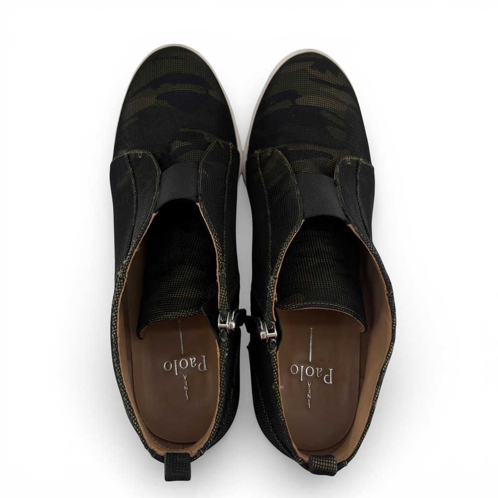 Linea Paolo Women's Size 11 Camo Wedge Sneakers Black Green High Top Zip Up - Picture 4 of 10